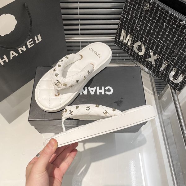 Chanel Interlocking CC Logo Flip-Flops