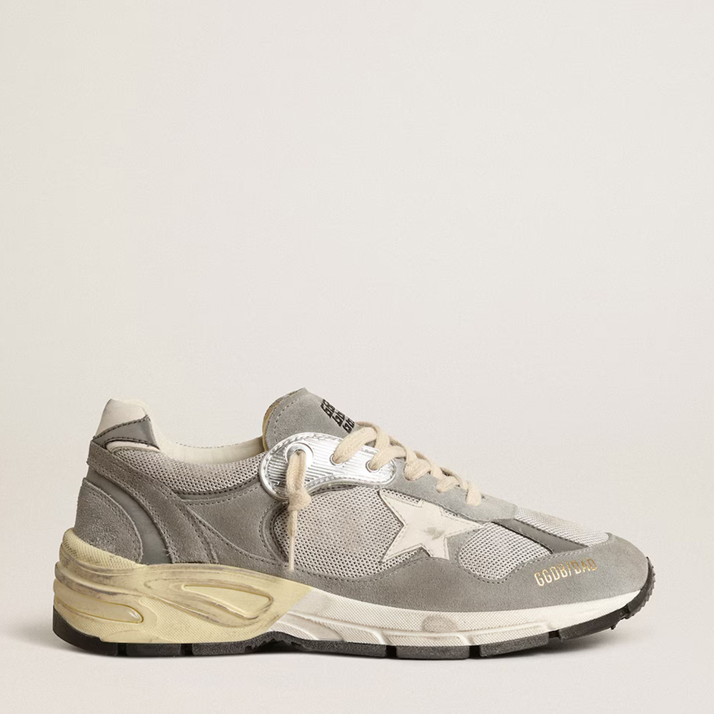 Golden Goose Dad-Star Shoes in Dove Gray Mesh and Suede - Image 2