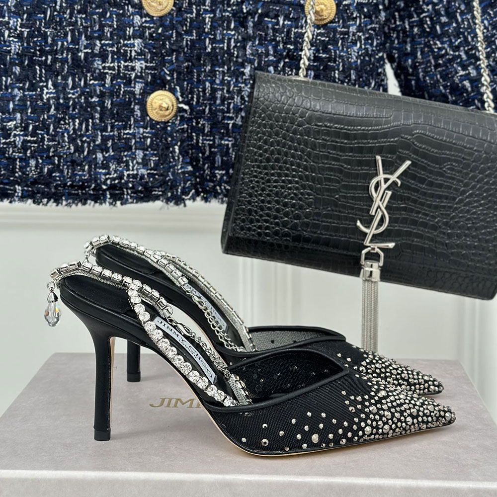 Jimmy Choo Saeda 10CM Slim Heel  Slide Sandal - Image 2