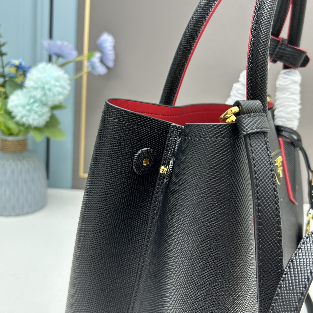 Prada Saffiano Double Medium Handle Bag - Image 9
