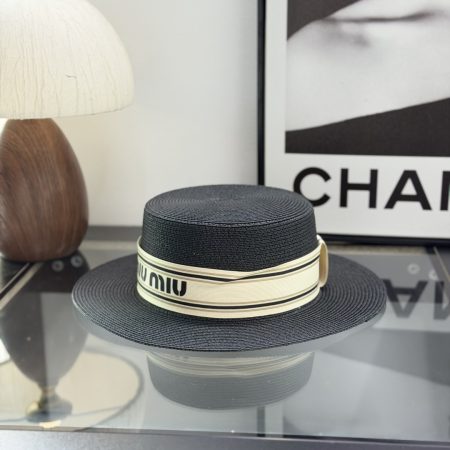 MiuMiu Flat-Brimmed Straw Hat - Image 7