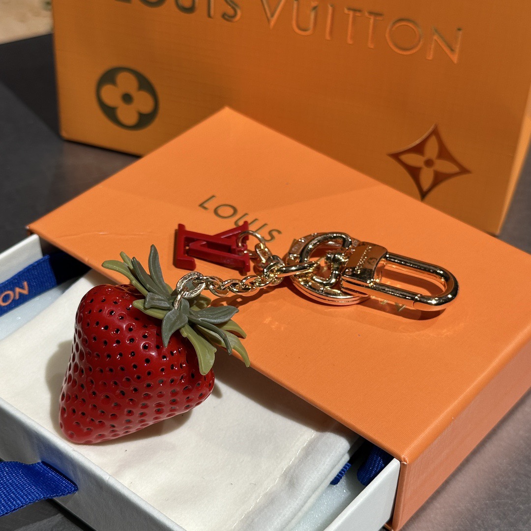 LV Strawberry Bag Charm Keychain - Image 4