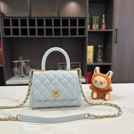 Chanel Quilted Caviar Mini Coco Top Handle Flap Bag - Image 2