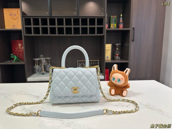 Chanel Quilted Caviar Mini Coco Top Handle Flap Bag
