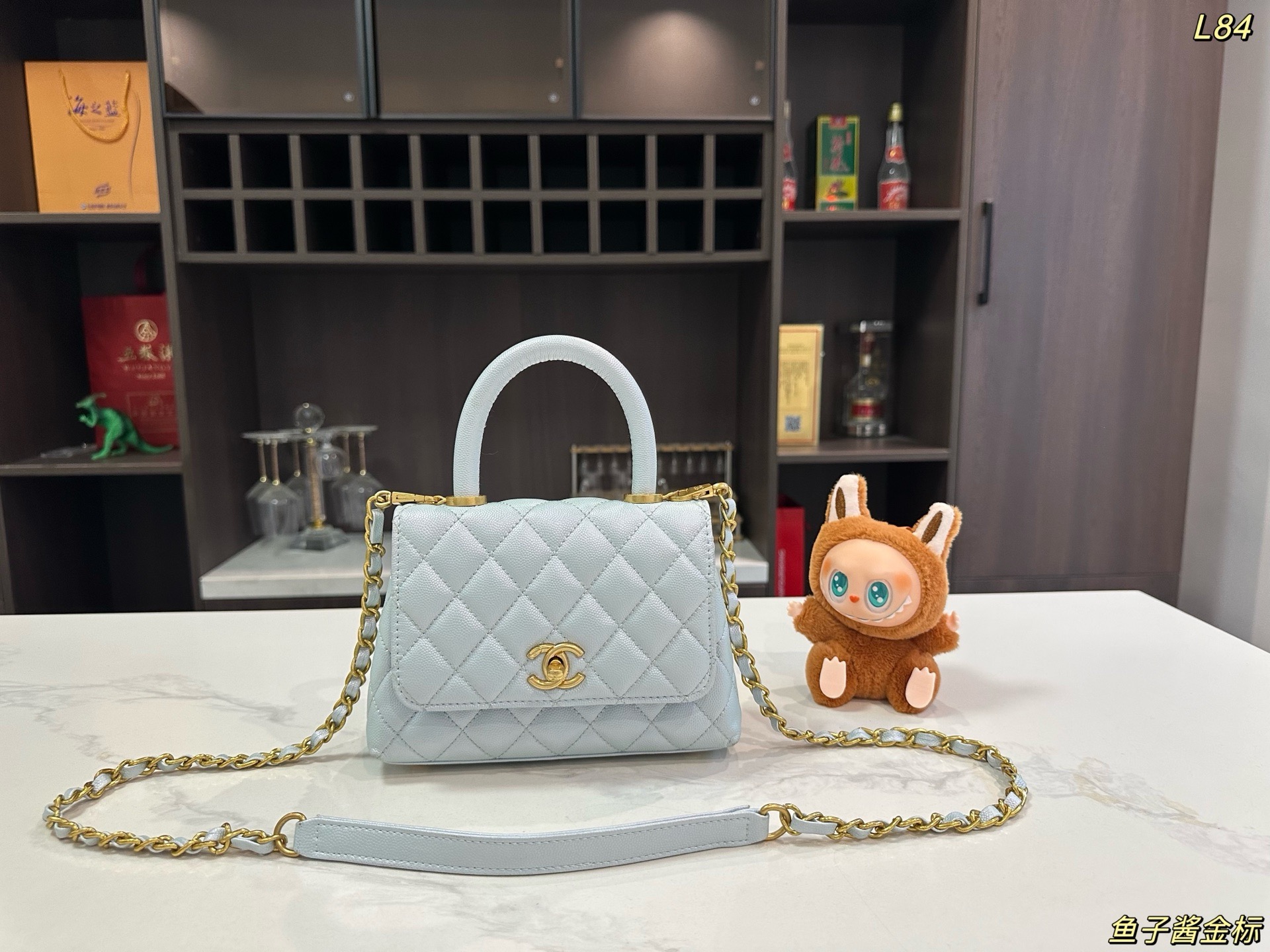 Chanel Quilted Caviar Mini Coco Top Handle Flap Bag - Image 2