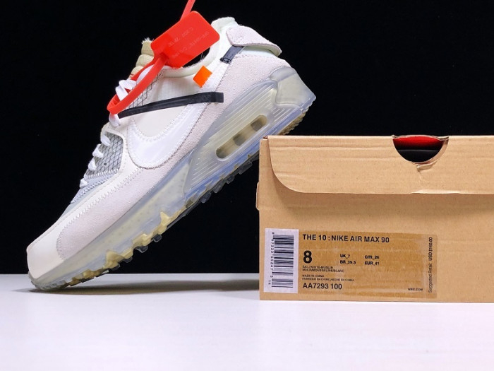 OFF-WHITE x Nike Air Max 90 Sail Muslin Virgil Abloh AA7293-100 - Image 10