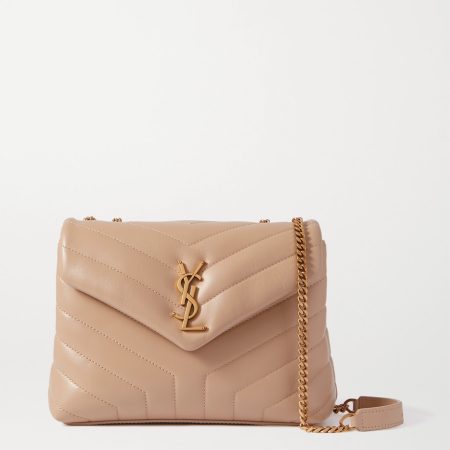 SAINT LAURENT Loulou small quilted leather shoulder bag beige