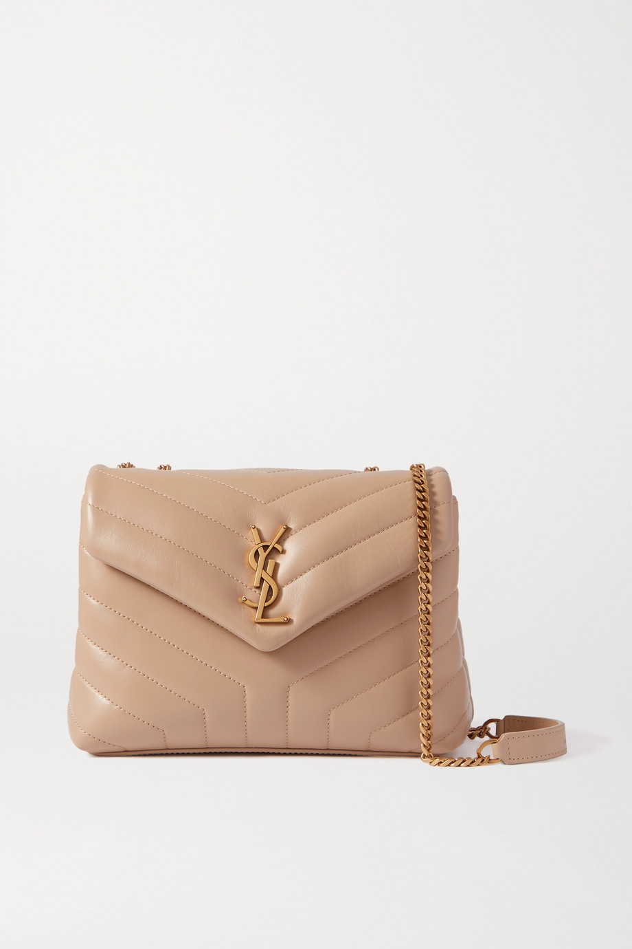 SAINT LAURENT Loulou small quilted leather shoulder bag beige - Image 1