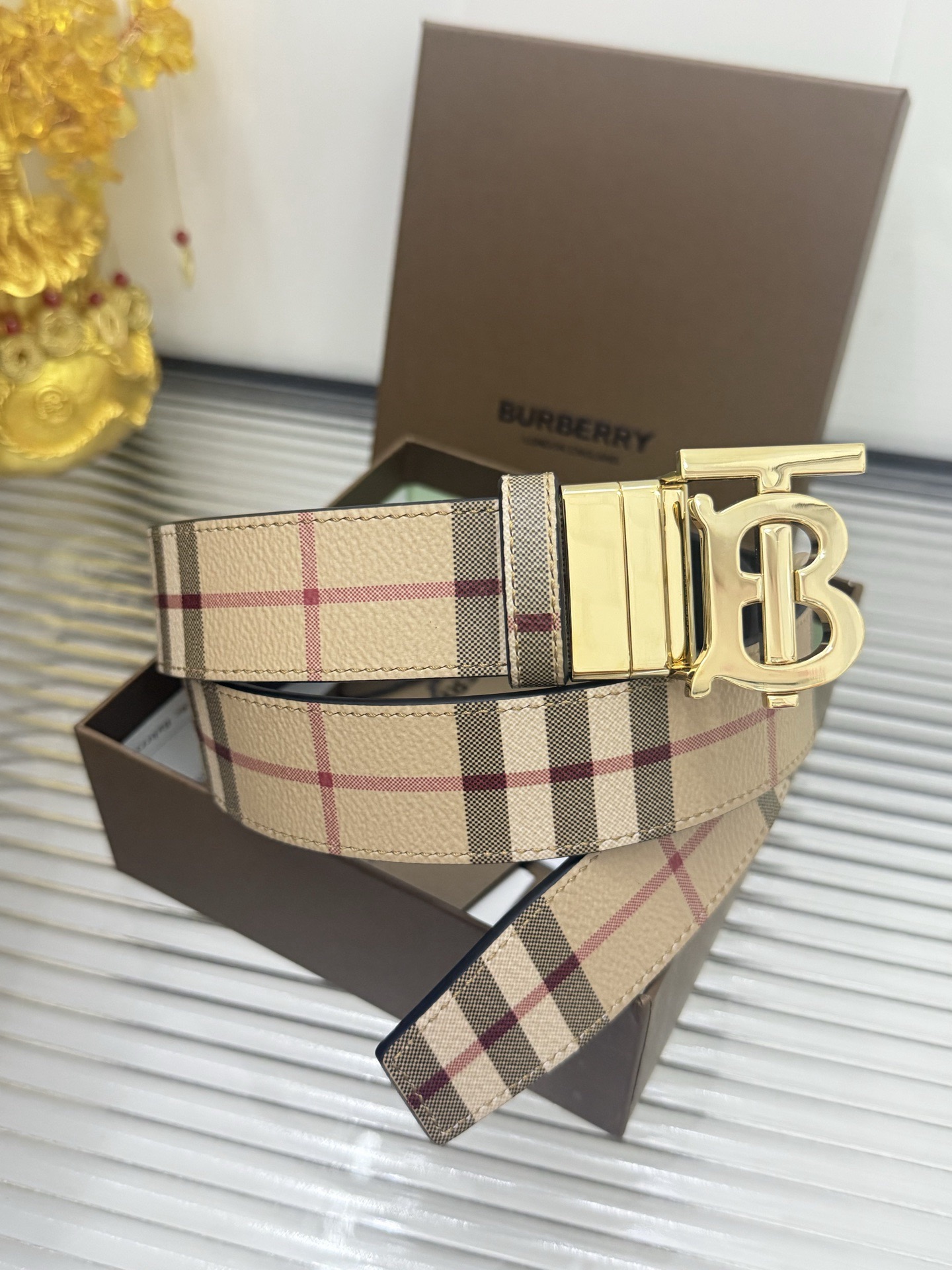 Burberry Reversible Check TB Belt 35MM Top Quality - Image 1