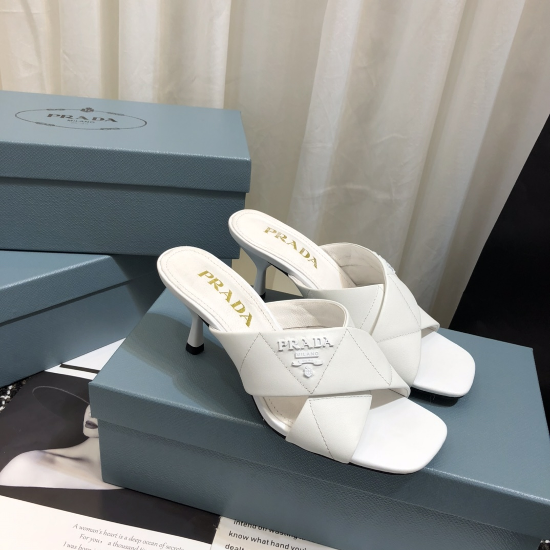 Prada  Leather Simple And Noble 6.5CM Slide Sandal - Image 3