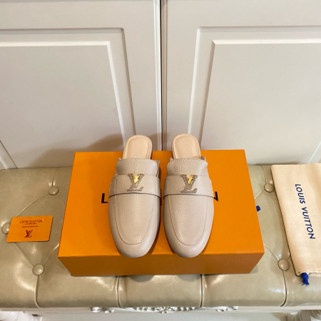 LV Leather Half-Pack Slingback Slide Sandals - Image 5