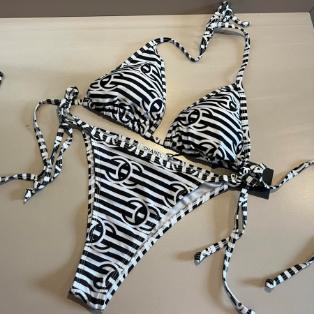 Chanel Zebra Print Two-piece Swimsuit Swimwear