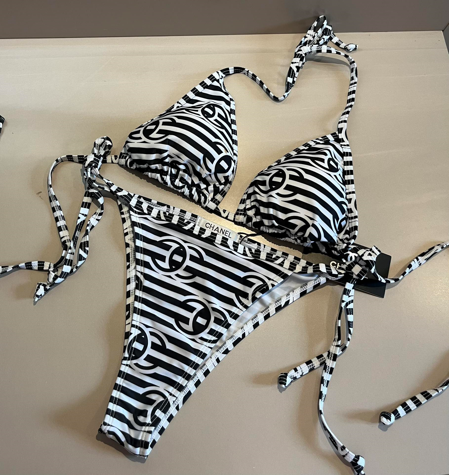 Chanel Zebra Print Two-piece Swimsuit Swimwear - Image 1