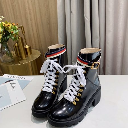 Gucci Sylvie Web Accent Combat Boots