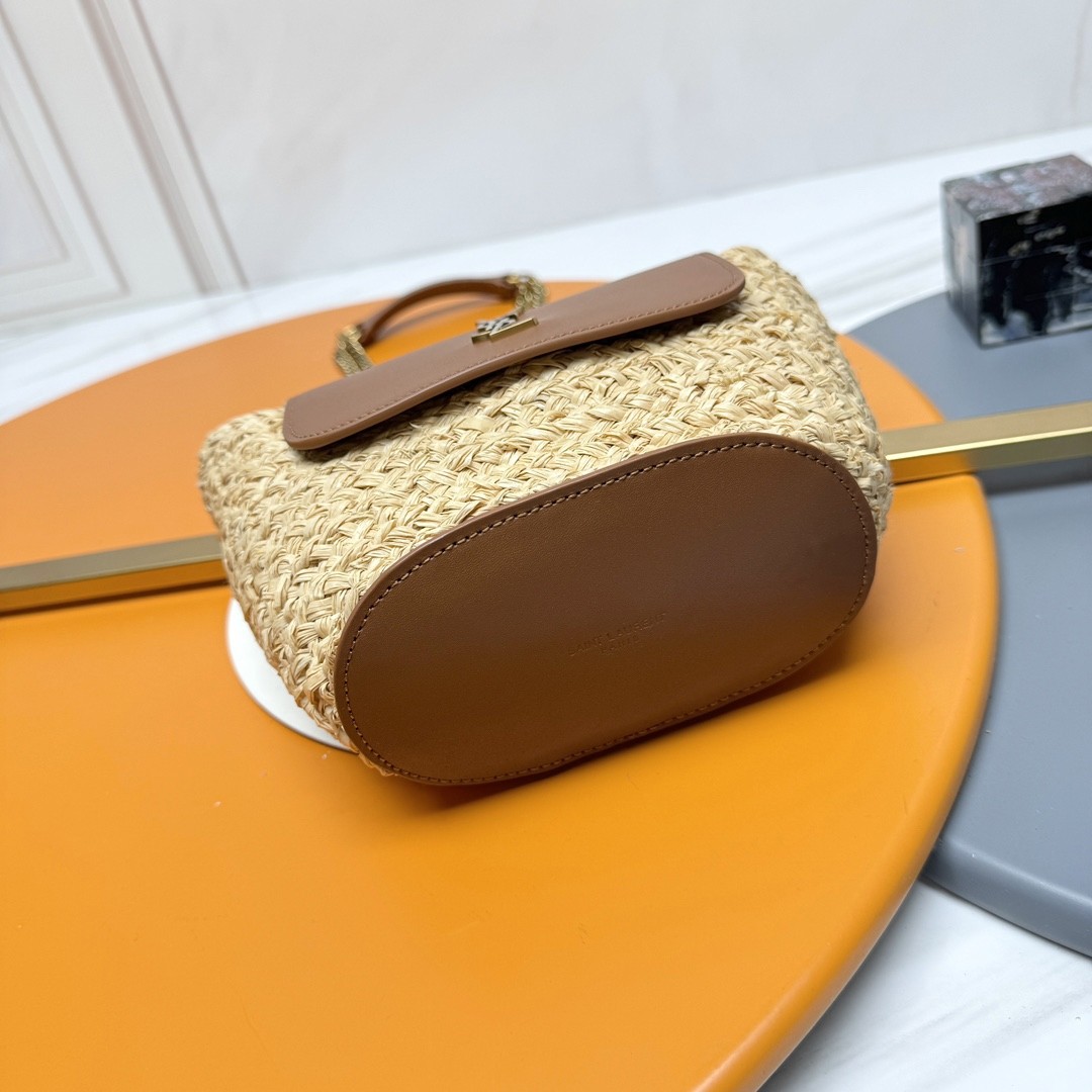 YSL Saint Laurent Small 23CM Manon Beige Raffia Tan - Image 3