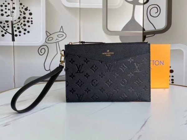 LV Daily Pouch Monogram Empreinte Pochette Mélanie MM Black