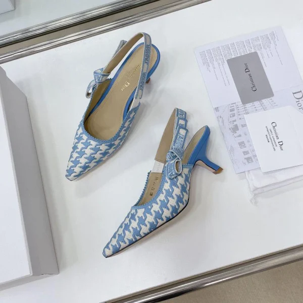 Dior Cotton Houndstooth J'Adior Slingback Heels