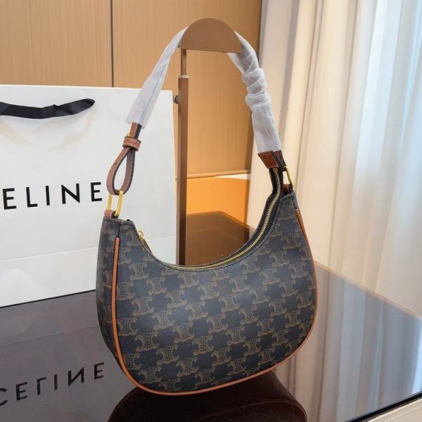 Celine Triomphe Half Moon Leather Handbag Shoulder Bag