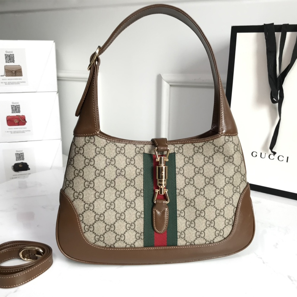 Gucci Jackie 1961 Canvas & Leather Shoulder Bags - Image 6
