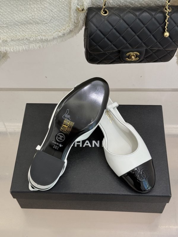 Chanel Black and White Slingback Heels