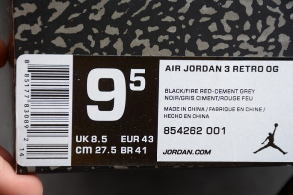 Air Jordan 3 Black Cement 854262-001