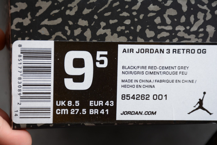 Air Jordan 3 Black Cement 854262-001 - Image 9