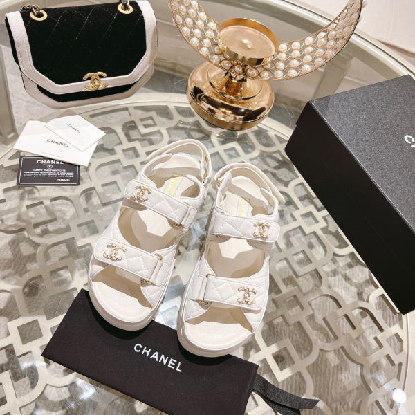 Chanel Everything Fits Comfortably Hook And Loop Fasteners Sandals Slide