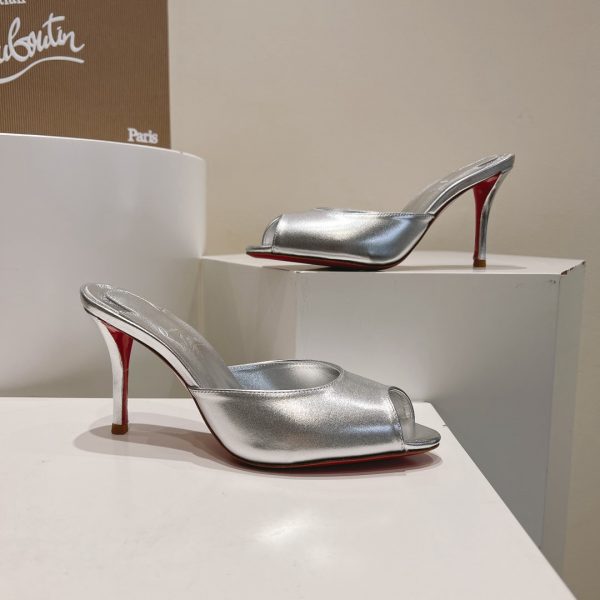 Christian Louboutin Me Dolly Silver Mules