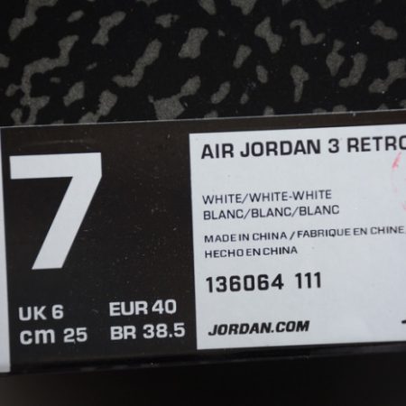 Air Jordan 3 Retro Triple White 136064-111 - Image 9
