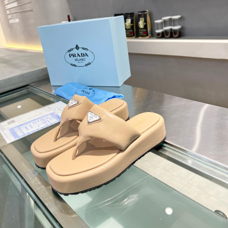 Prada Soft-Soled Leather Flip-Flops Slide Sandal - Image 5