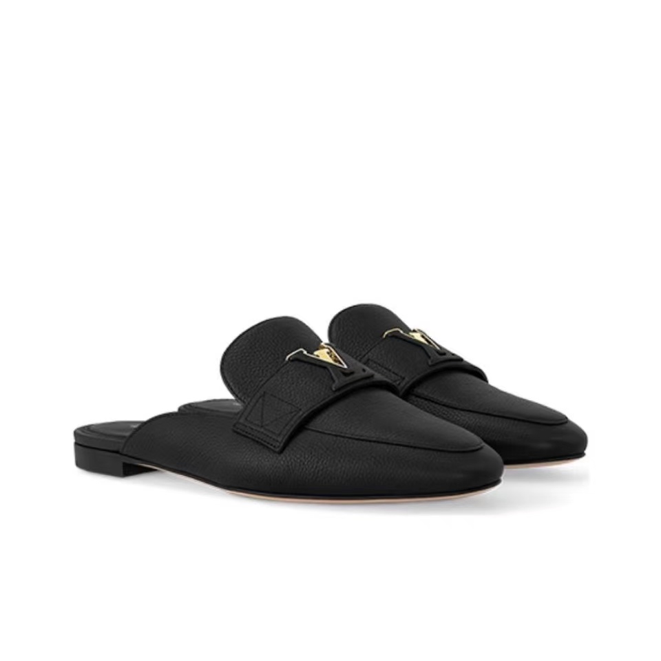 LV Leather Half-Pack Slingback Slide Sandals - Image 1
