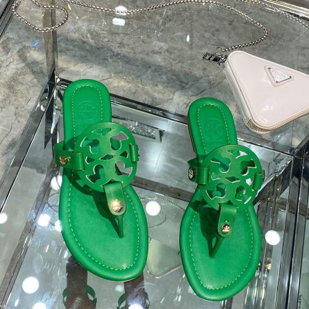 Tory Burch Leather Metal Double T Logo Flip-flops Sandals Slide - Image 22
