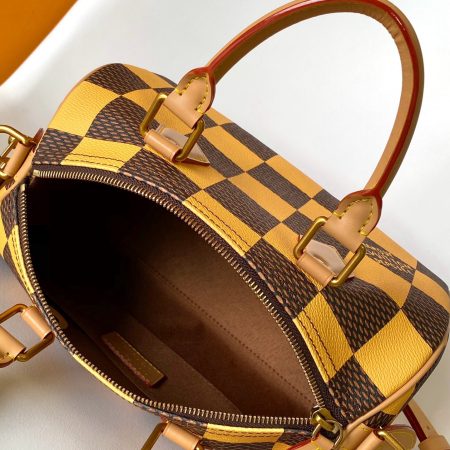 LV Damier Pop Speedy Bandoulière 25 Bag Jaune Mat - Image 9