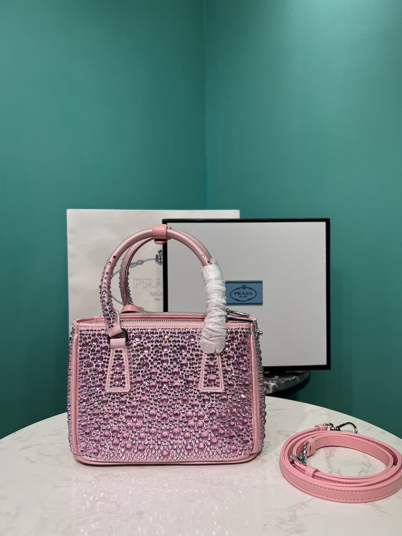 Prada Galleria Anti Crystal Handbag Pink - Image 2