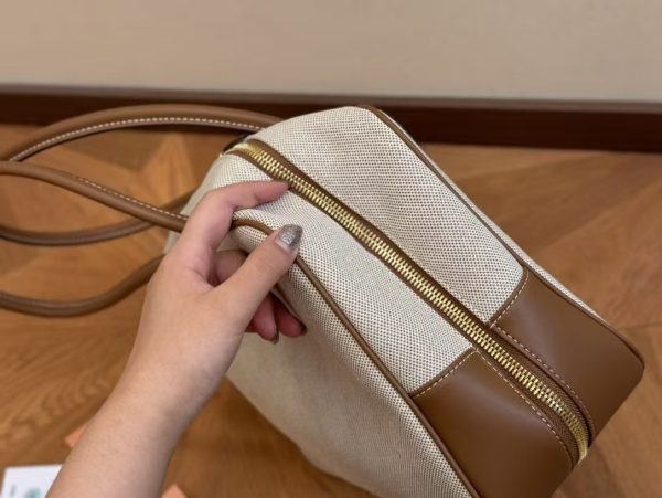 Miu Miu Beau Canvas and Leather Top Handle Bag