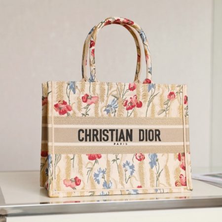Dior Book Tote Natural Multicolor Raffia Embroidered With Dior Petites Fleurs - Image 9