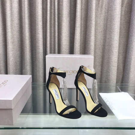 Jimmy Choo Black Velvet Heels – 10CM Slide Style