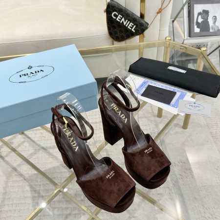 Prada Buckle Square-Heel Sandals - Image 3