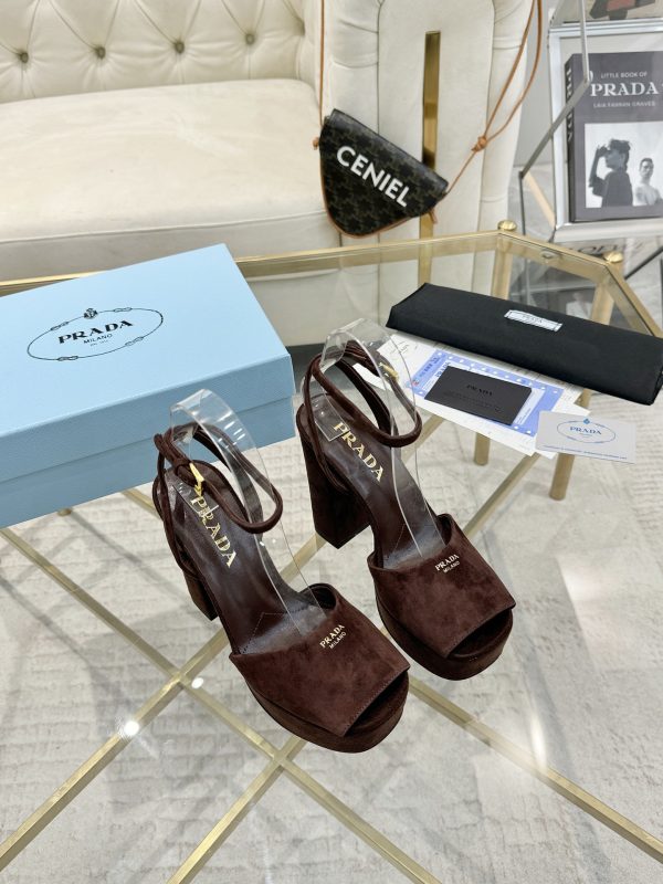 Prada Buckle Square-Heel Sandals