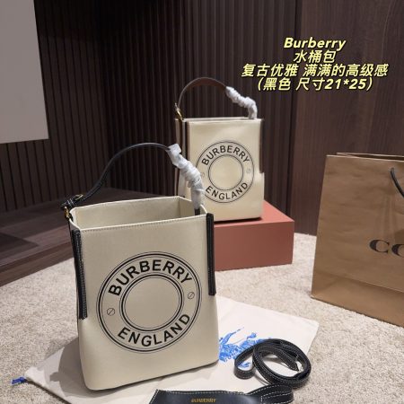 Burberry Small Logo Graphic Cotton Canvas Peggy Bucket Bag