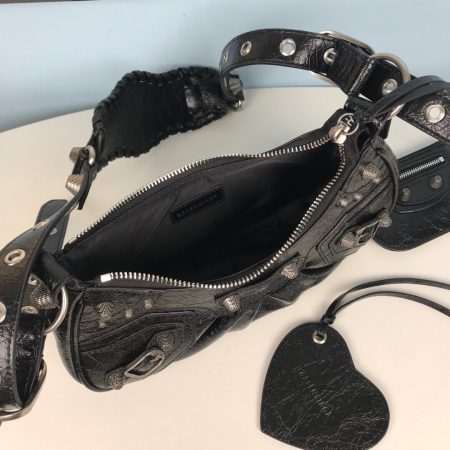 BALENCIAGA Le Cagole Small Studded Crinkled-leather Shoulder Bag - Image 2
