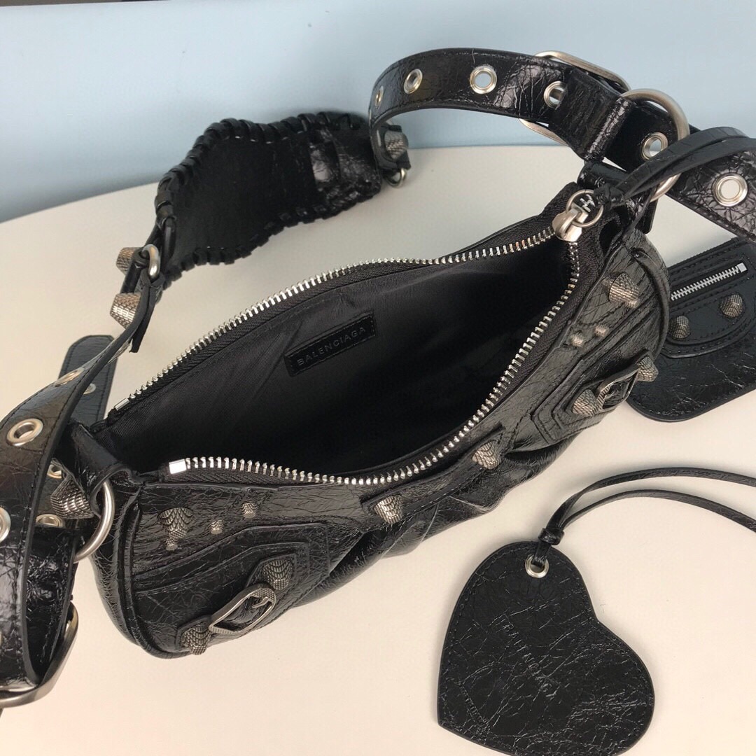 BALENCIAGA Le Cagole Small Studded Crinkled-leather Shoulder Bag - Image 2