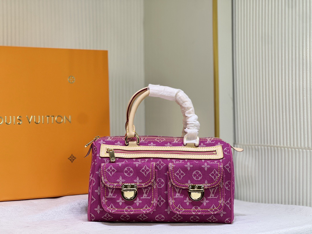 LV Monogram Denim Neo Speedy Fuchsia Bag - Image 1