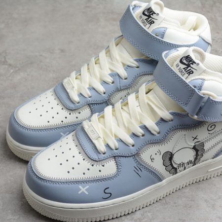 Kaws x Nike Air Force 1 07 Mid White Blue Black CW2308-211 - Image 7