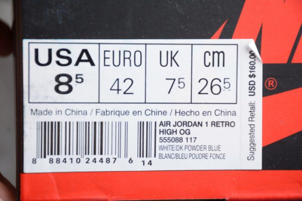 Air Jordan 1 Retro High OG UNC 555088-117