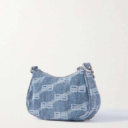 BALENCIAGA Le Cagole mini studded printed denim shoulder bag - Image 2