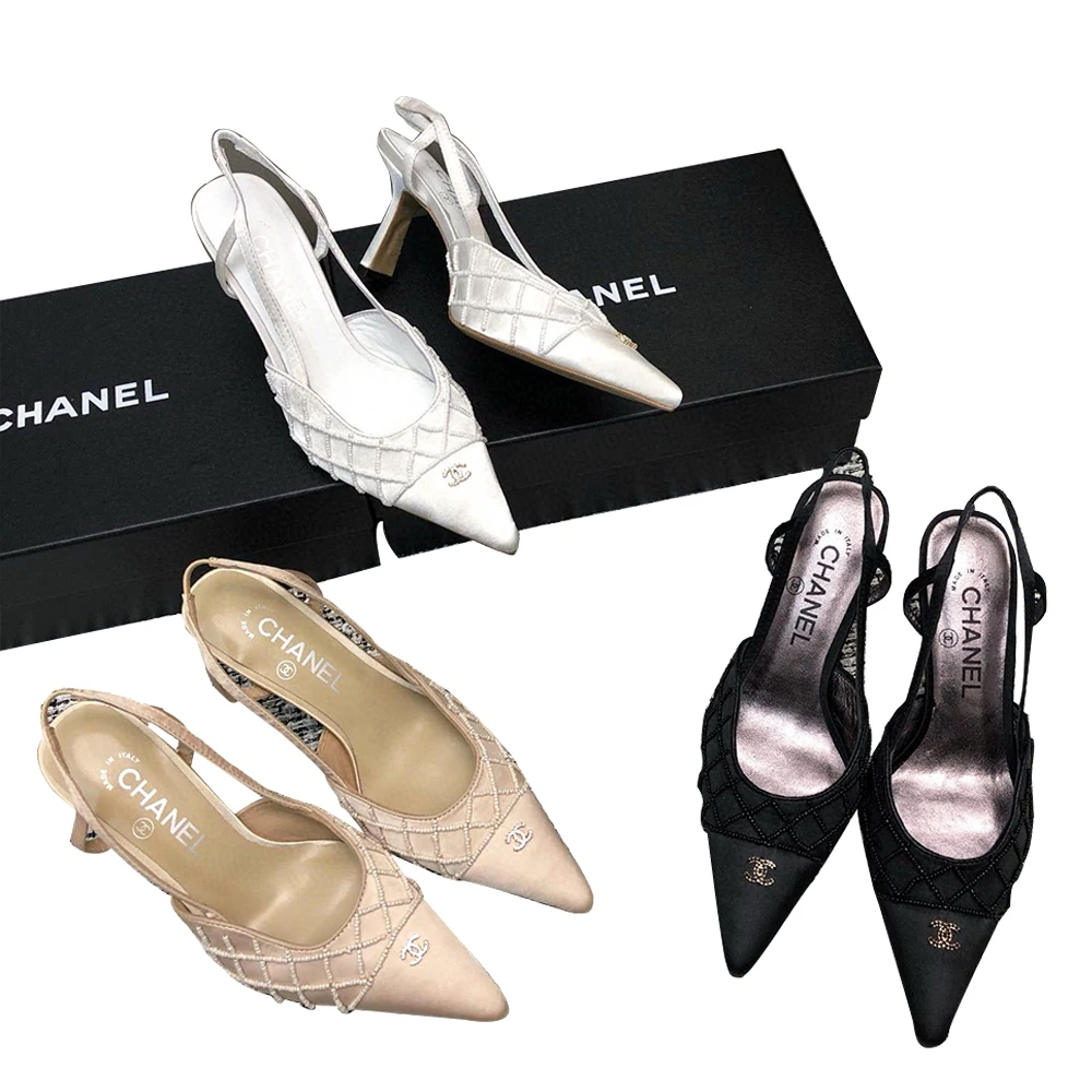 Chanel Vintage Double C Pointed Toe Heels - Image 1