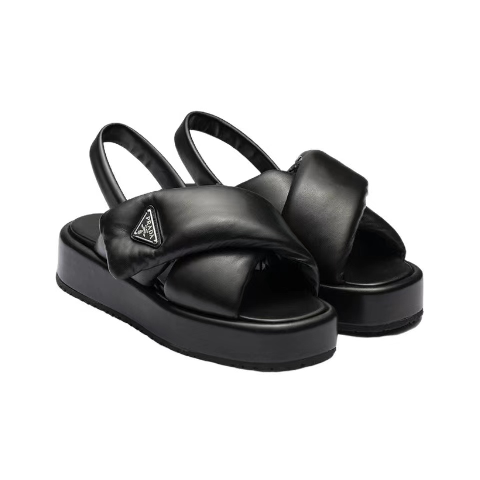 Prada Leather Peep-toe Beach Sandals Slide - Image 1