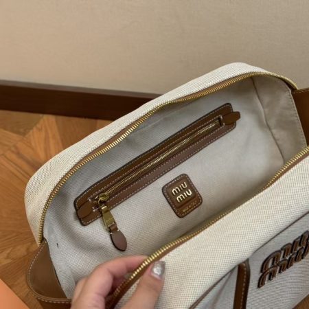 Miu Miu Beau Canvas and Leather Top Handle Bag - Image 5