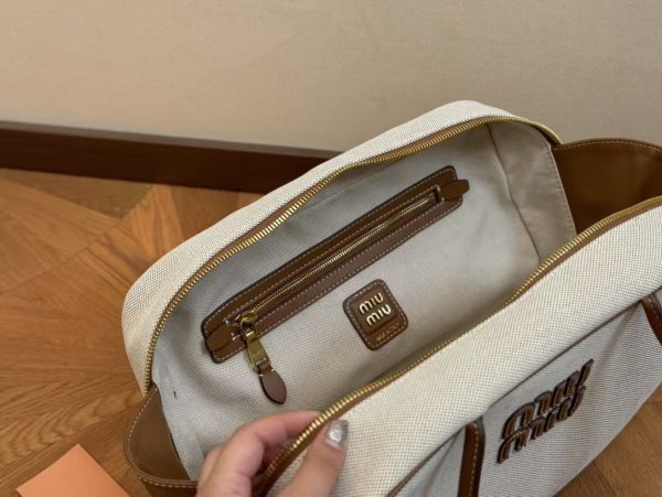 Miu Miu Beau Canvas and Leather Top Handle Bag